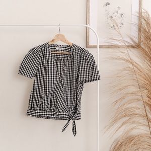 Madewell Gingham Wrap Top